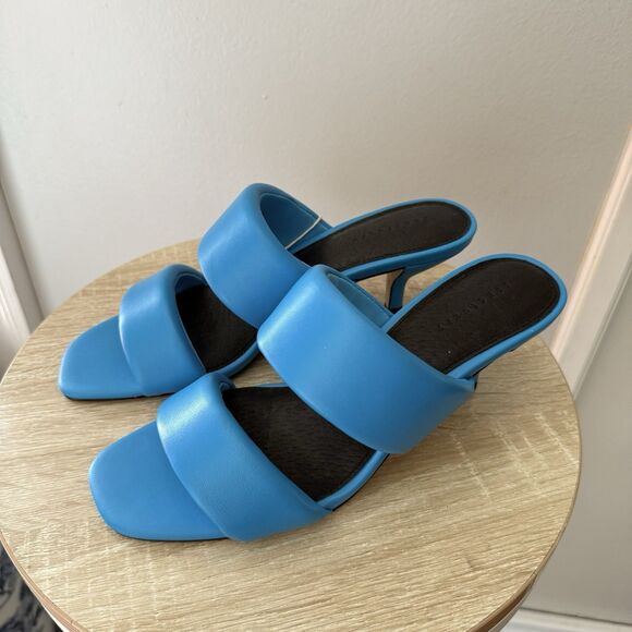 Sanctuary Women's Likely Square Toe Slip On Leather Sandal Size 8.5 M BLUE WIRE - Picture 13 of 16